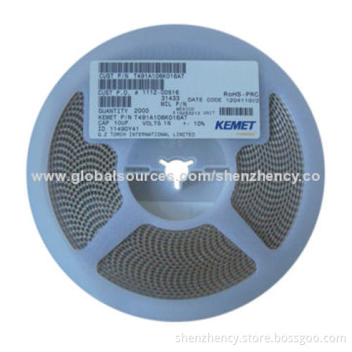 SMD Tantalum Capacitor, T491A106K016AT, 10UF/16V/10%/1206, A Case